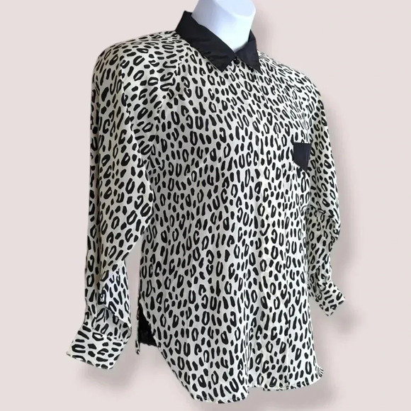 Vintage Sentiments B&W Cheetah Print Blouse - Picture 2 of 7